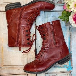 American rag red combat boots